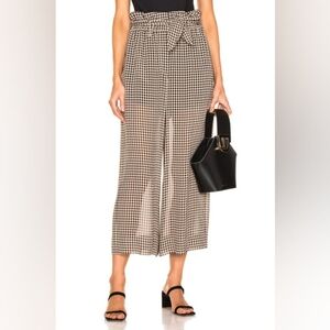 Nanushka Paperbag Pant Size XS Cropped High Waisted Wide Leg Flowy Check Tie